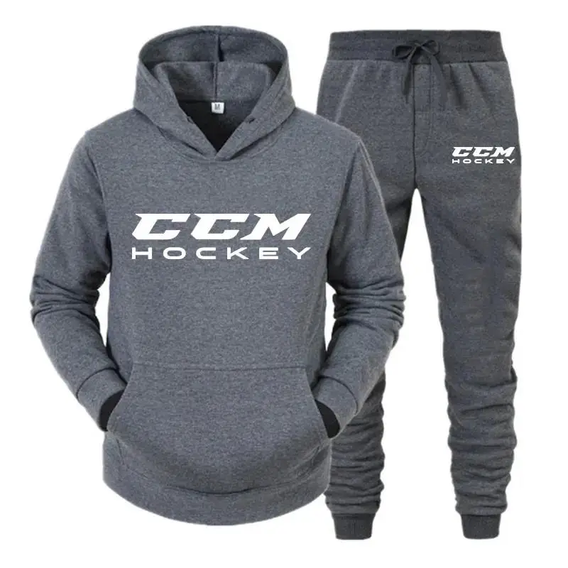 New 2023 Winter CCM Men's Tracksuit Sets Hoodie High Quality Casual Sportswear Suit Hoodies Pants Warm Tracksuit Sets Men's Hood