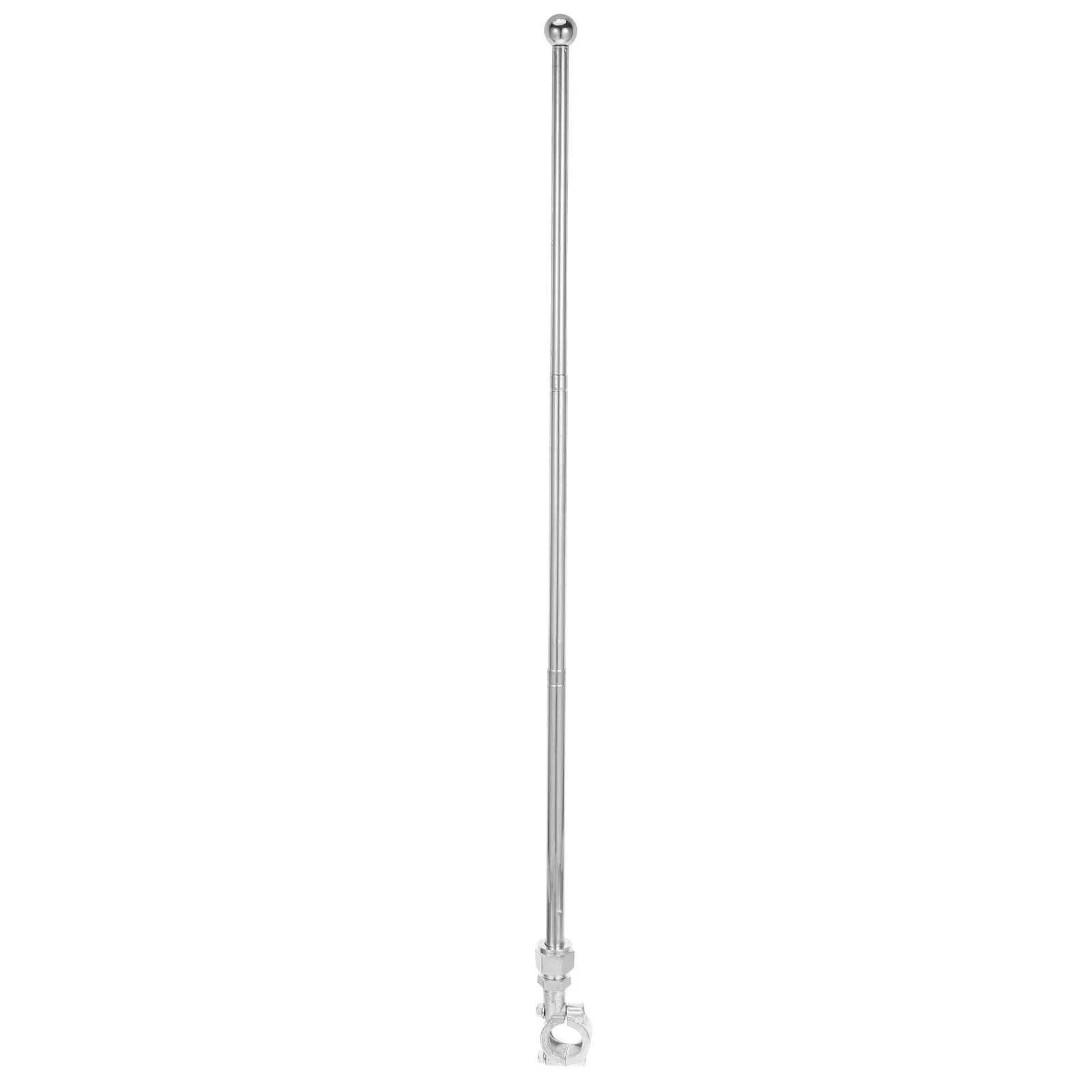Retractable Flag Pole 0.6m Stainless Steel for Motorcycle Bicycle Car Outdoor Safety Use Portable Telescopic Flag Mount Silver