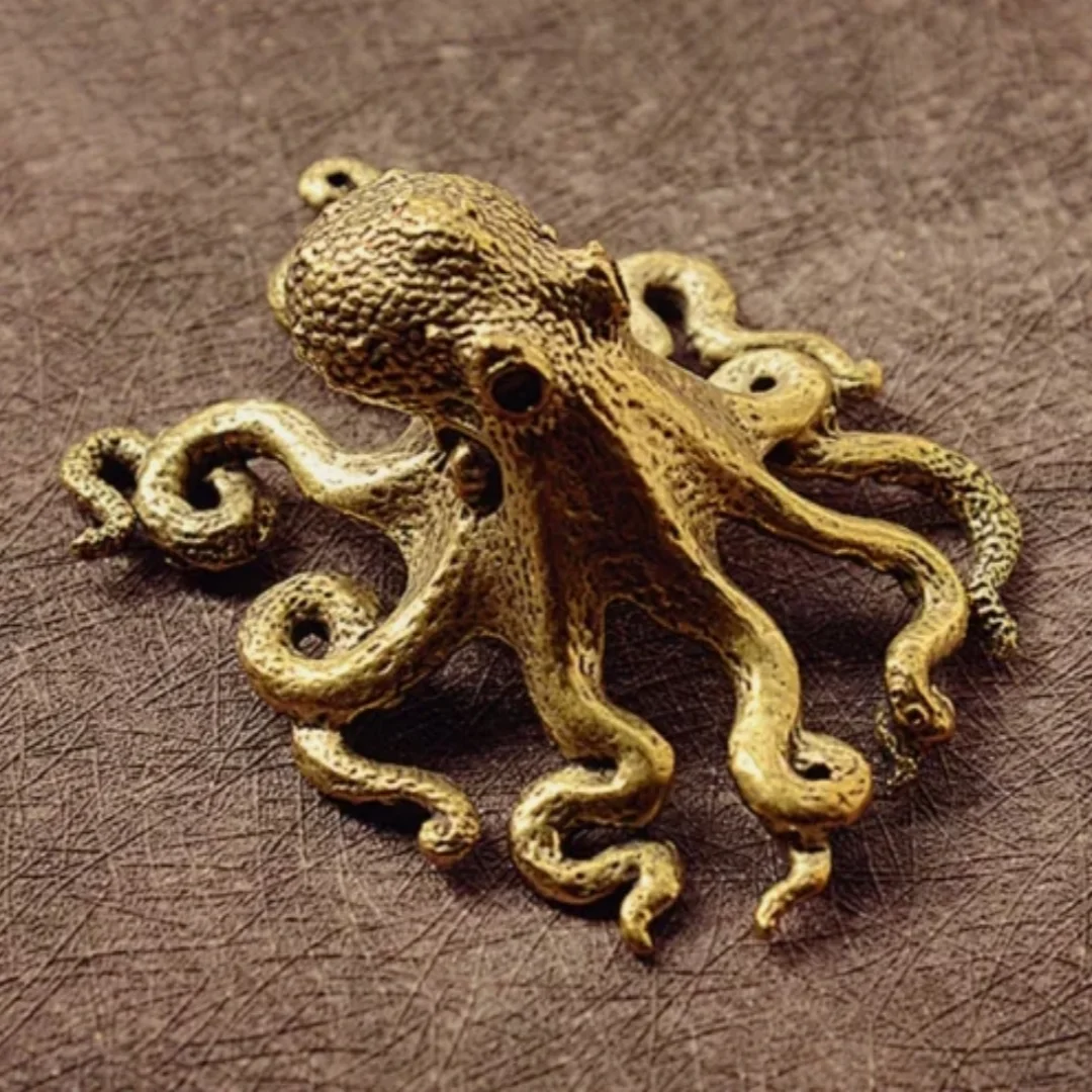 colletion Brass Octopus Figurines Small Statue Ornaments Animal Figurines Gift