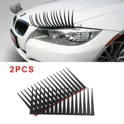 Car Headlight Eyelash Stickers 3D Charming Black Eyelashes Car Headlight Accessories Funny Decal with Cartoon Cat