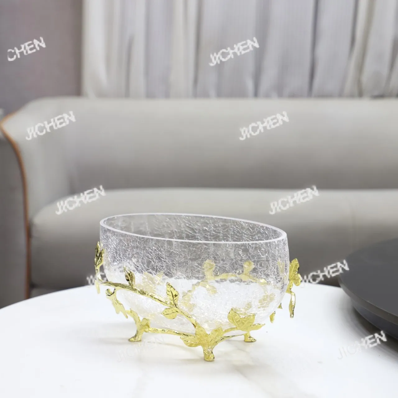Nordic creative metal ice crack glass fruit tray tray decoration ornament restaurant hotel homestay home decoration