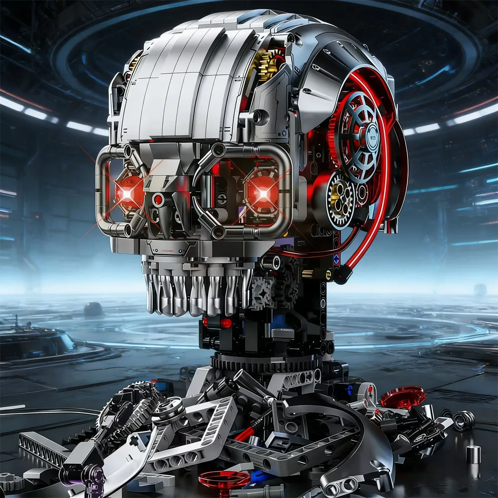 

1099pcs Mechanical Skull Head Building Blocks Toy Set, Ideal for & Collectors, Perfect Gift for Holidays & Halloween