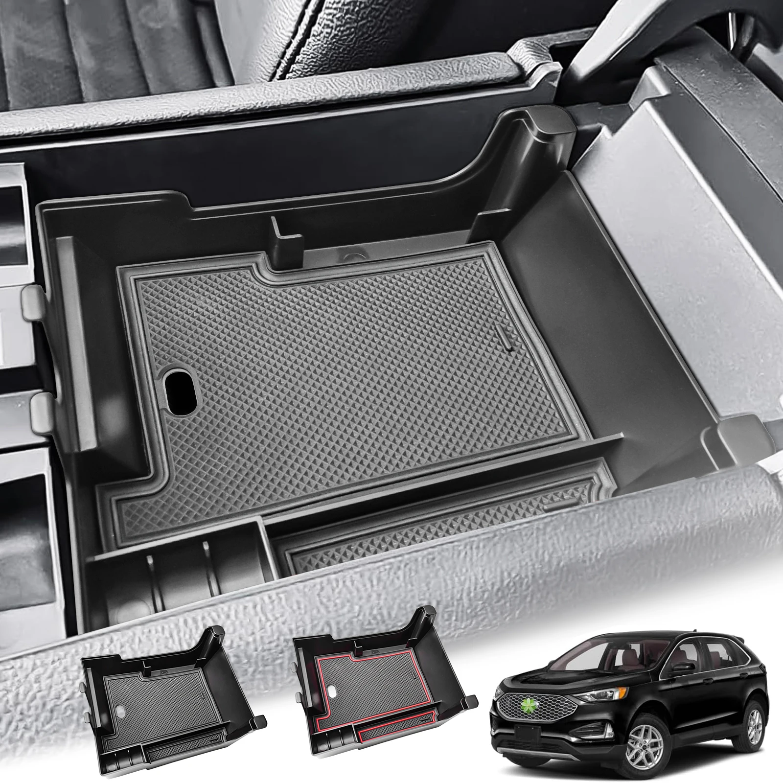 

Center Console Organizer For 2024 2023 2022 2021 Ford Edge SE/SEL Armrest Storage Box Car Center Console Tray ABS Accessories