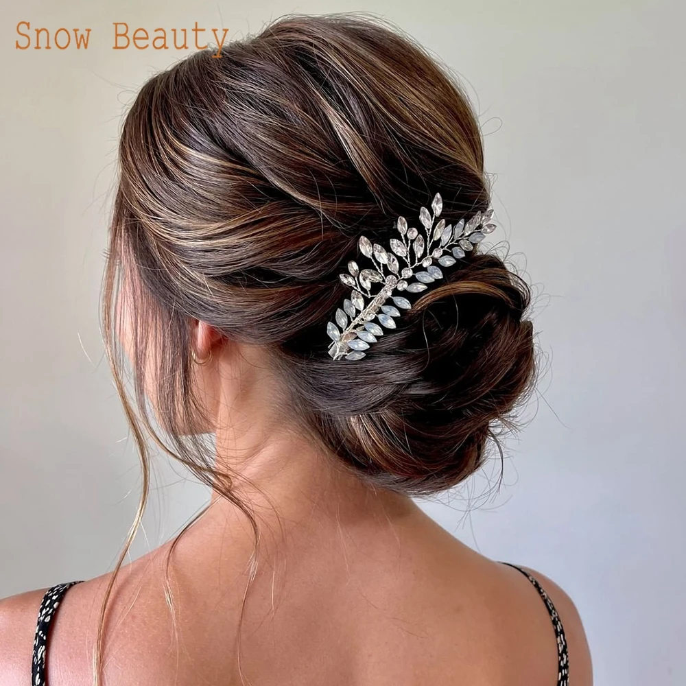 A108 fermagli per capelli da sposa con strass opale diamante damigella d'onore diadema Set di gioielli da sposa principessa Tiara copricapo da damigella d'onore