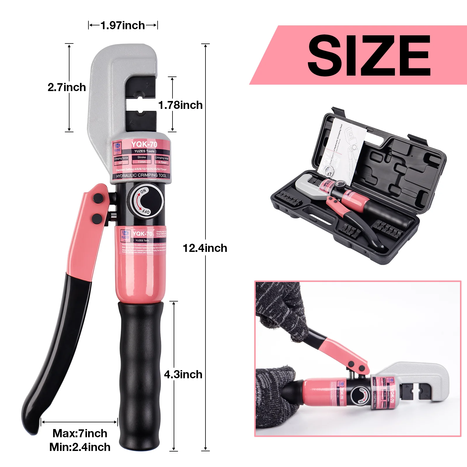 New Hydraulic Clamp Cable Lug Crimper Pressure 10 T Electrical Terminal Cable Wire Tool Kit with 4/6/8/10/16/25/35/50/70mm² Mold