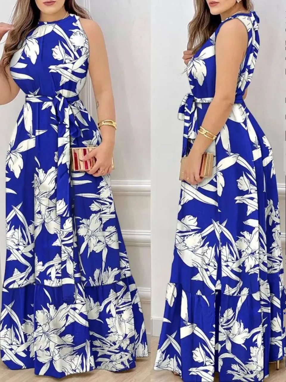 À lacets mi-longue ronde Ne Dr femmes Street Sle Midi Dr avec ceinture détail saison d'été dames Faion pièce unique