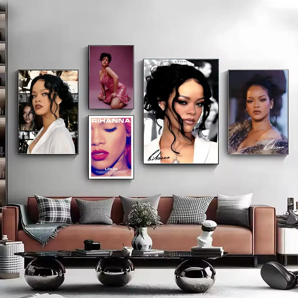 Singer R-Rihanna Painting Calligraphy Stylish Canvas Poster Wall Art for Living Room Bedroom Cafe Office Home Decor Gift