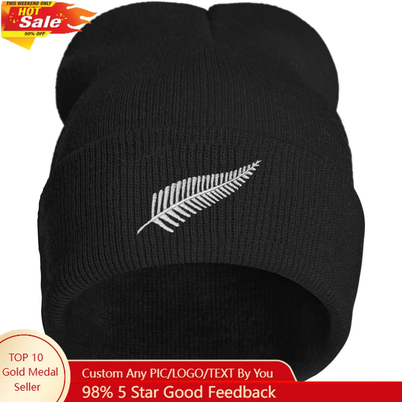 

Embroidery Beanie for Men & Women, Multi-Season Stretch Skull Knit Hats, Winter Warm Beanie