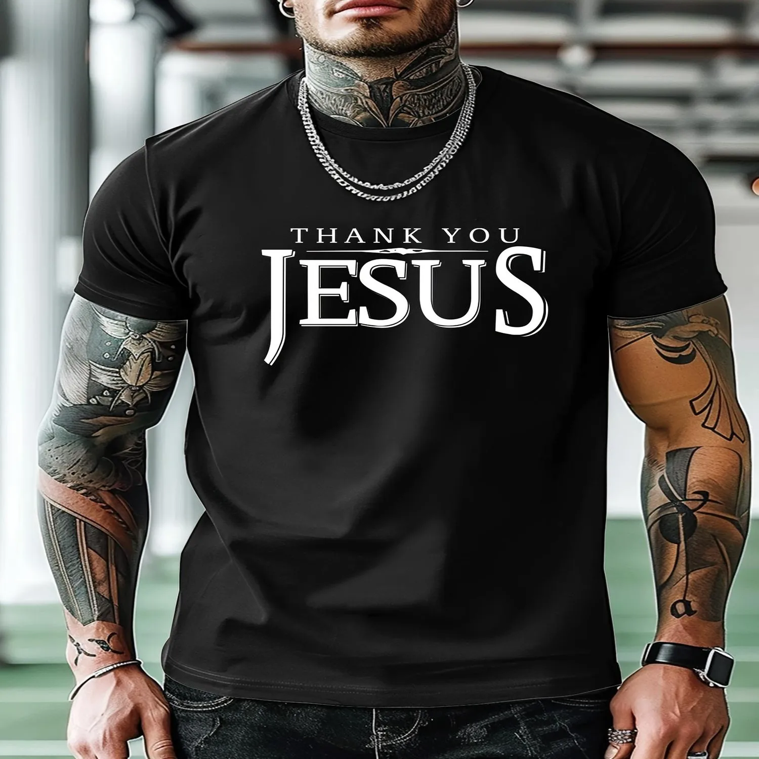 Men's Trendy English Print Drop Shoulder T-shirt lightweight tshirt, unisex t-shirt