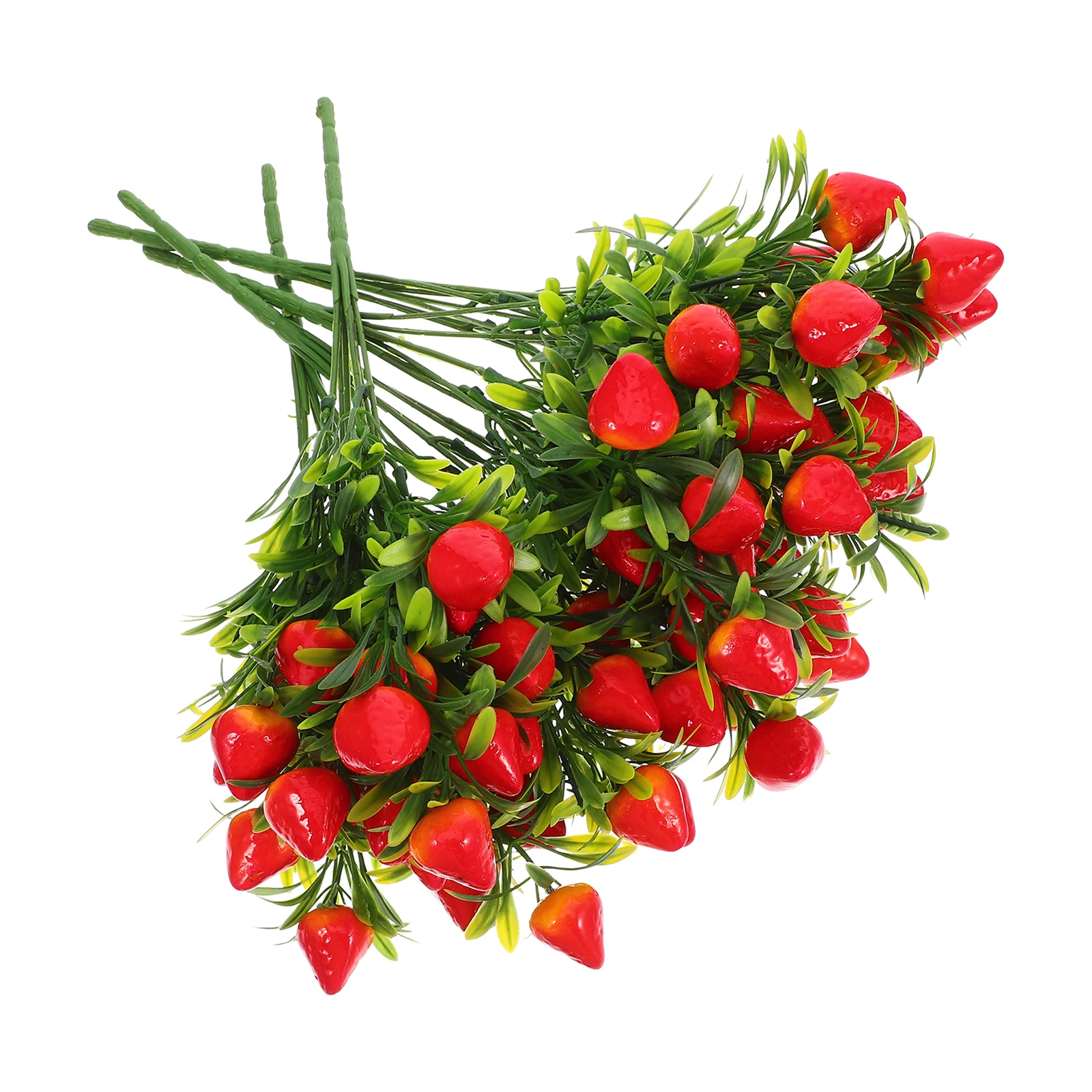 

5Pcs Fake Strawberry Stems Bright Color Realistic Visual Experience Vase Filling Decors Wedding Bouquets 27x21x09cm