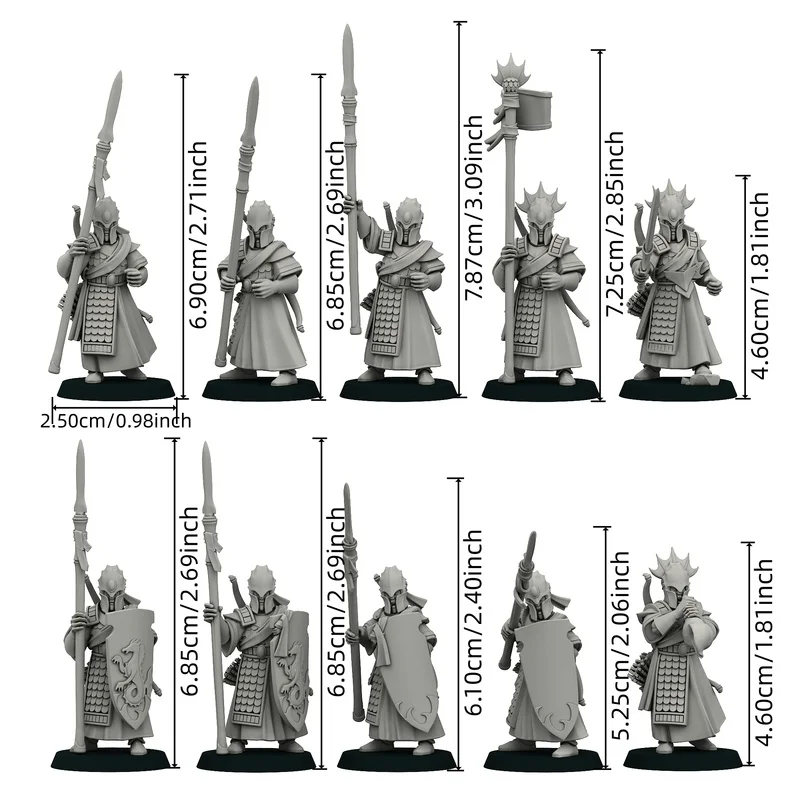 Fantasy Medieval Armored Warrior Miniature—Tabletop Ornament Featuring A Spear-And-Shield Pose.