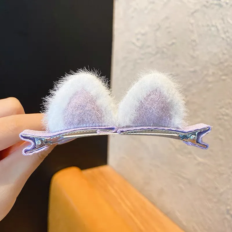 Plüschige Katzenohren (dampfgedämpfter, katzenohrenförmiger Brötchen-Haarschmuck) Kinder-Haarspange, niedliche Cartoon-Stereo-Haarspange, Haarspange für kleine Mädchen, koreanische Haarspange – Detail 6