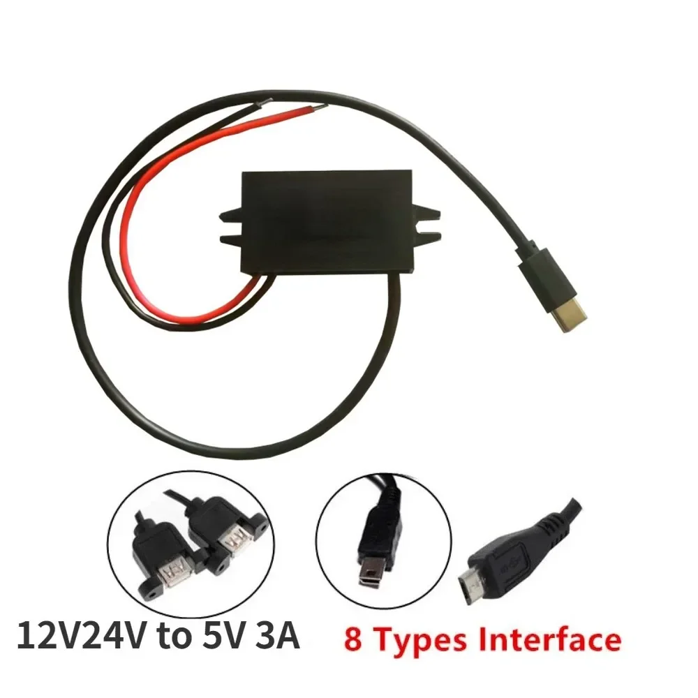 12V24V to 5V 3A Car Power Converter Mini Micro USB Output Adapter Step Down Voltage Power Supply DC-DC with Reverse Protection