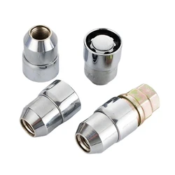 4PCS Chrome Socket Wheel Lug Nut Lock W/Key  M12x1.5 M12x1.25 4 Anti Theft Locking Nuts+1 Key Set