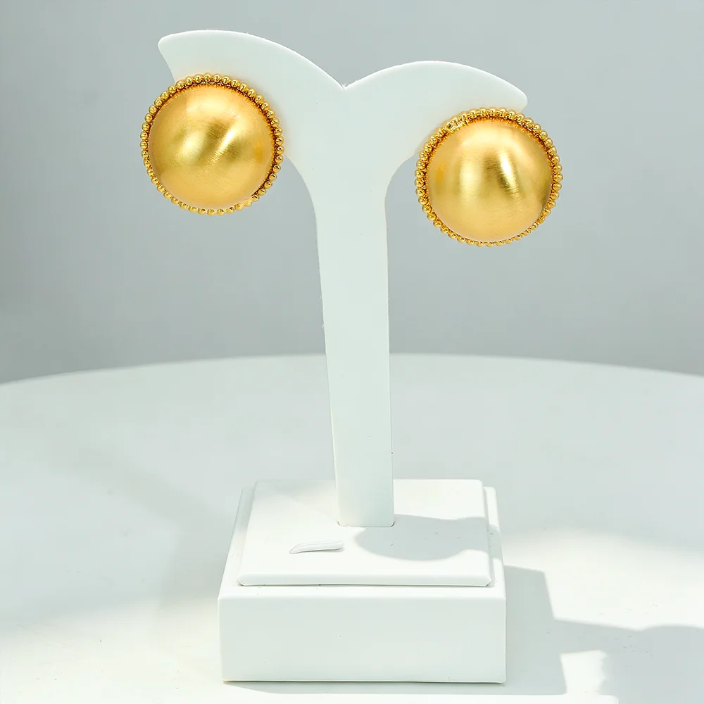 YTJX 2026 Neue Runde Hemisphären-Ohrstecker mit Perlenrand, Große Kuppel-Ohrstecker, Minimalistischer Party-Statement-Schmuck – Detail 7