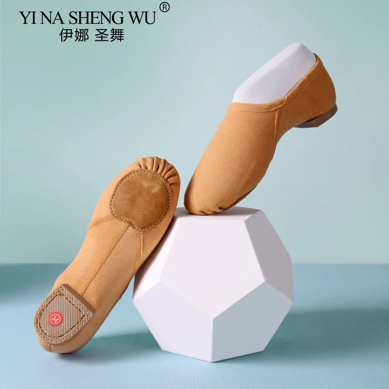 여성 발레 댄스 신발 탄성 직물 부드러운 밑창 실내 훈련 신발 성인 재즈 댄스 발레 클래식 댄스 연습 신발