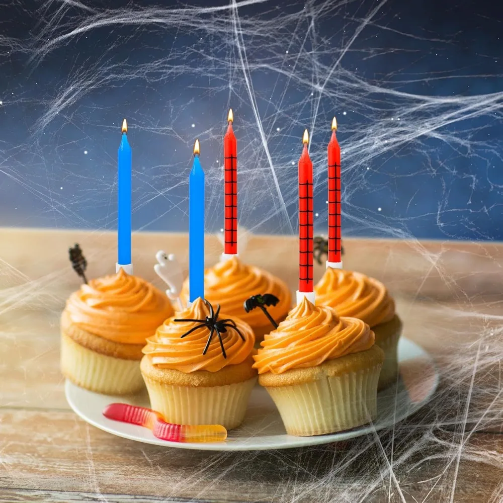 6 Stück rot/gelbe SpiderGeburtstagskerzen Spirale Kuchenkerzen Lange dünne Kuchenkerzen für Hochzeitsfeier und Kuchendekoration – Detail 7