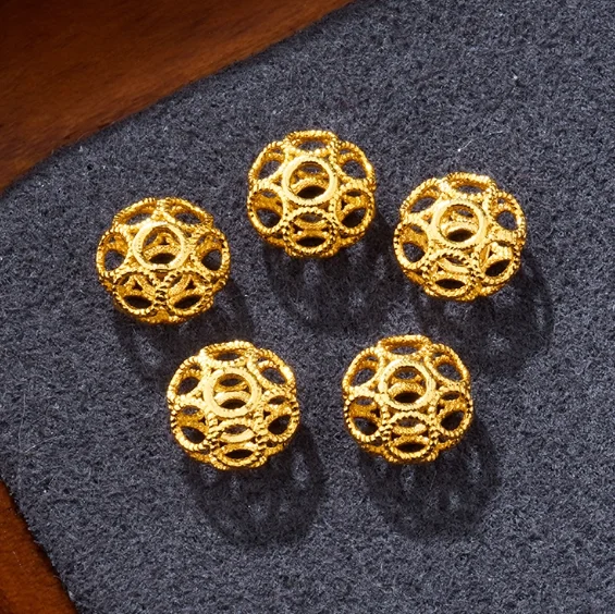 

100% настоящее золото 18 карат бусины карат золото свободные бусины ювелирные аксессуары «сделай сам» 5,7 мм