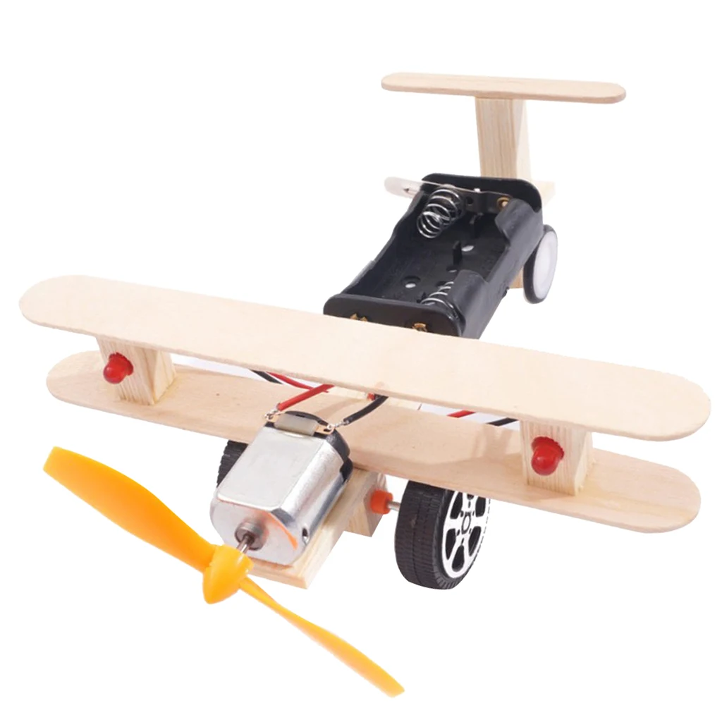Intelligent Educational Toy DIY Assembly Plane Kit Wood Experiment Tools for Children Science Study