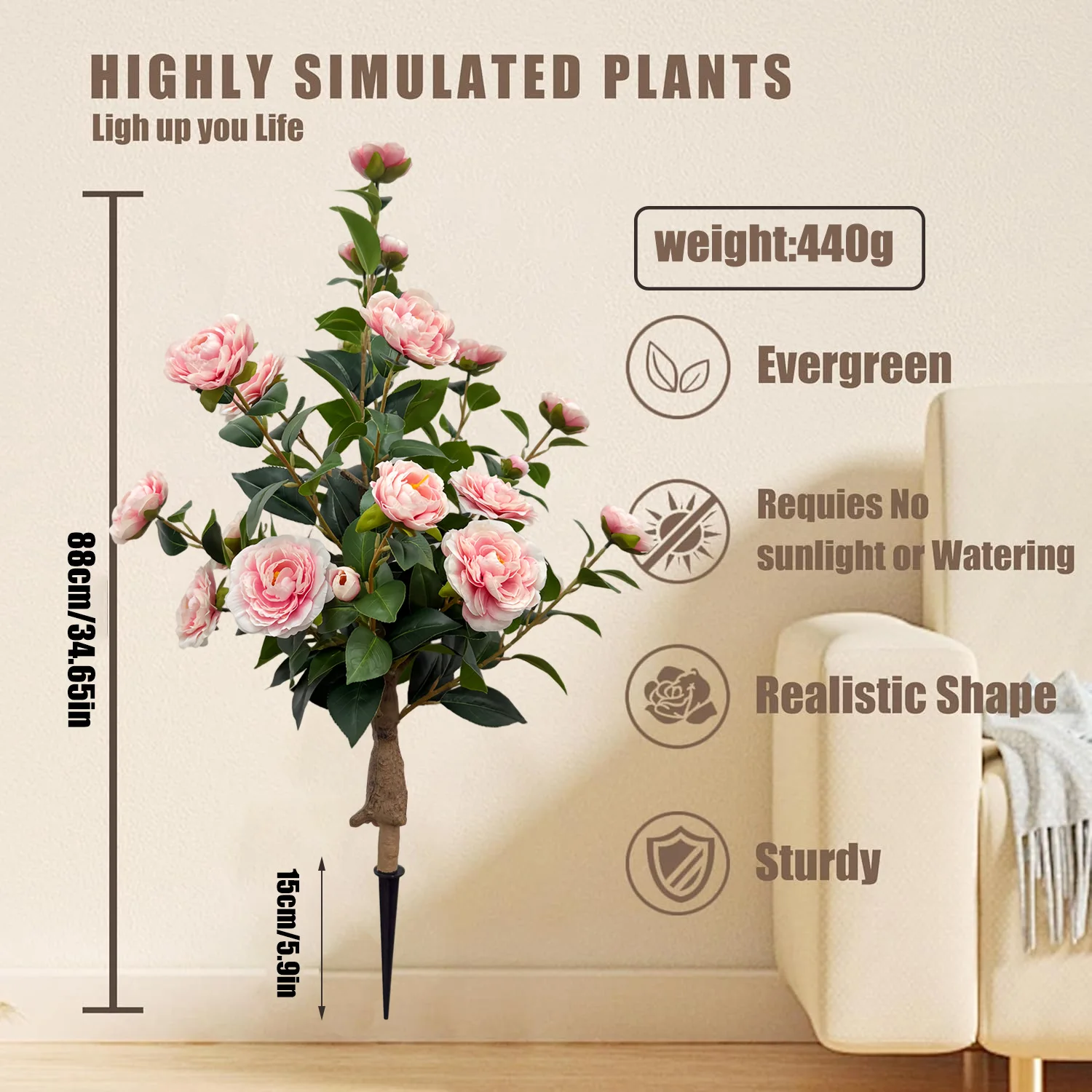 

Zml artificial greenery outdoor camellia ground insert tree courtyard garden decoration ornament