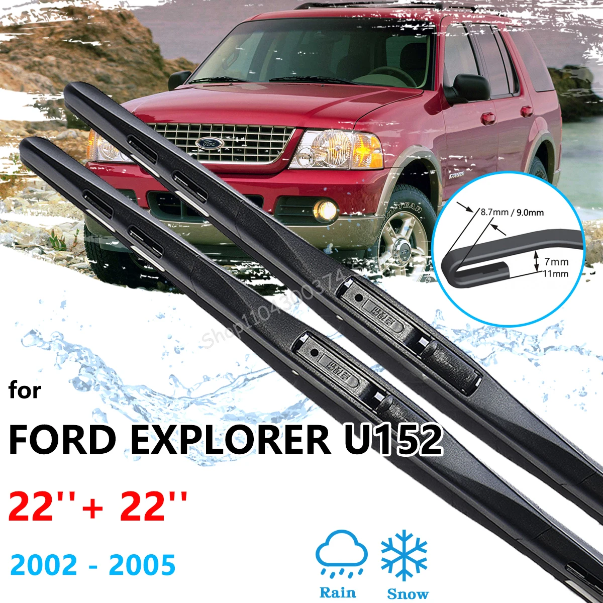 

For Ford Explorer U152 MK3 2002 2003 2004 2005 Brushes Front Rear Wiper Blabes Set Windshield Windscreen Window Car Accessories