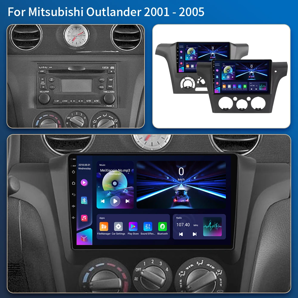 أندرويد 16 راديو السيارة Carplay لميتسوبيشي أوتلاندر Airtrek 1 2001 - 2008 الوسائط المتعددة 4G واي فاي نظام تحديد المواقع DVD 2 Din Autoradio ستيريو