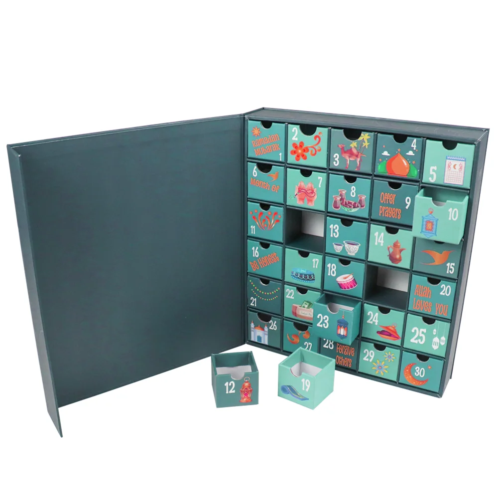 2025.Wholesale Custom Logo Low Price Empty Christmas Chocolate Advent Calendar Cosmetic Packaging Paper Box Embossed Keepsake fo