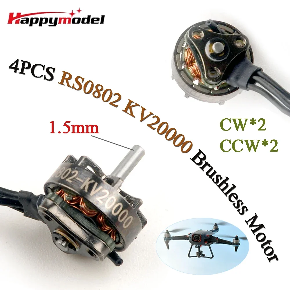UniFly4PCS HAPPYModel RS0802 KV20000 1S Brushless Motor 1.5mm Shaft CW CCW For Mobula7 Freestyle HD FPV Tinywhoop Drones Upgrade