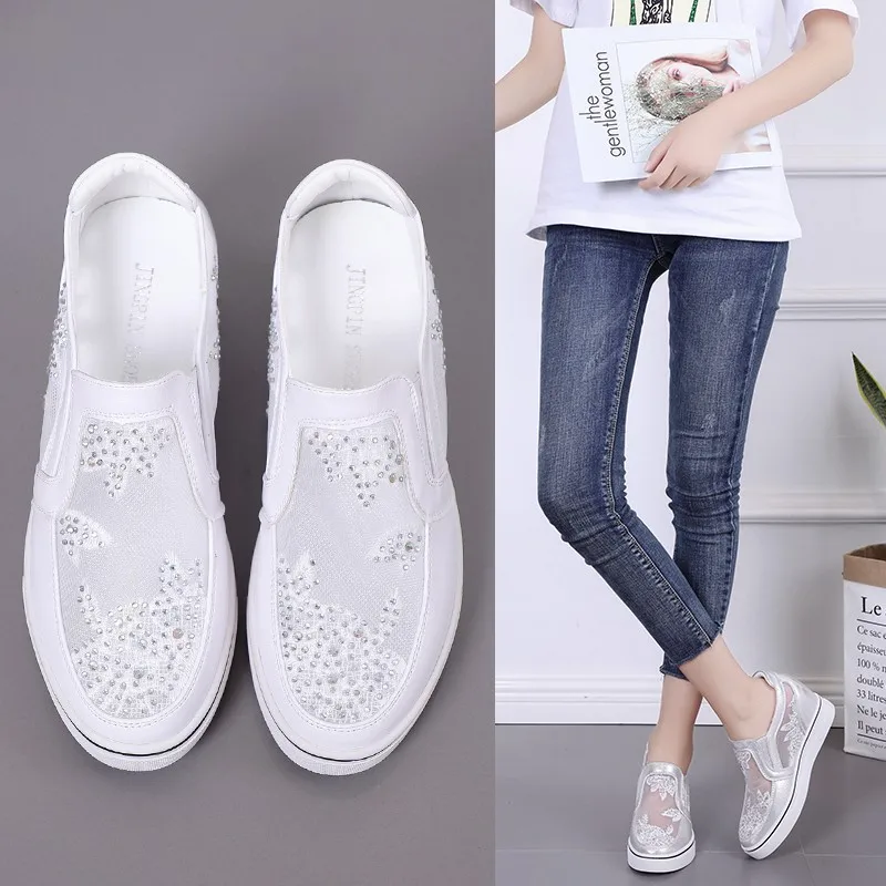 Lazy shoes women's summer hollow mesh wedges women's new flat spring autumn sneakers shoes P53