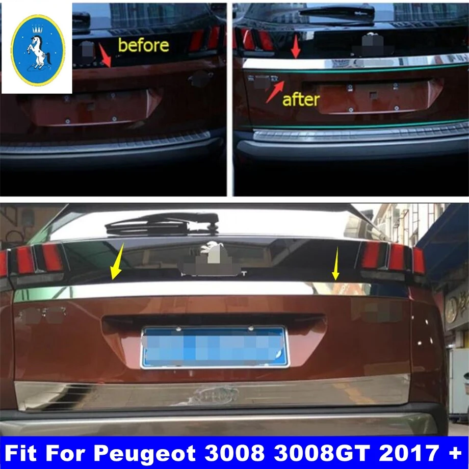 

Car Rear Trunk Cover Tailgate Trim Hatch Back Door Molding Boot Garnish For Peugeot 3008 3008GT 2017 - 2023 Exterior Accessories