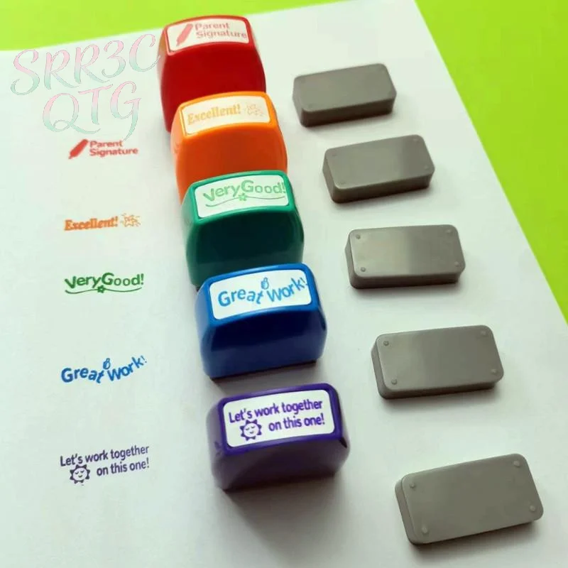Hot Sale 5 Pcs Self Inking Teacher Feedback Stamps With Encouraging Phrases For Classroom Grading Homeschool Homework Review