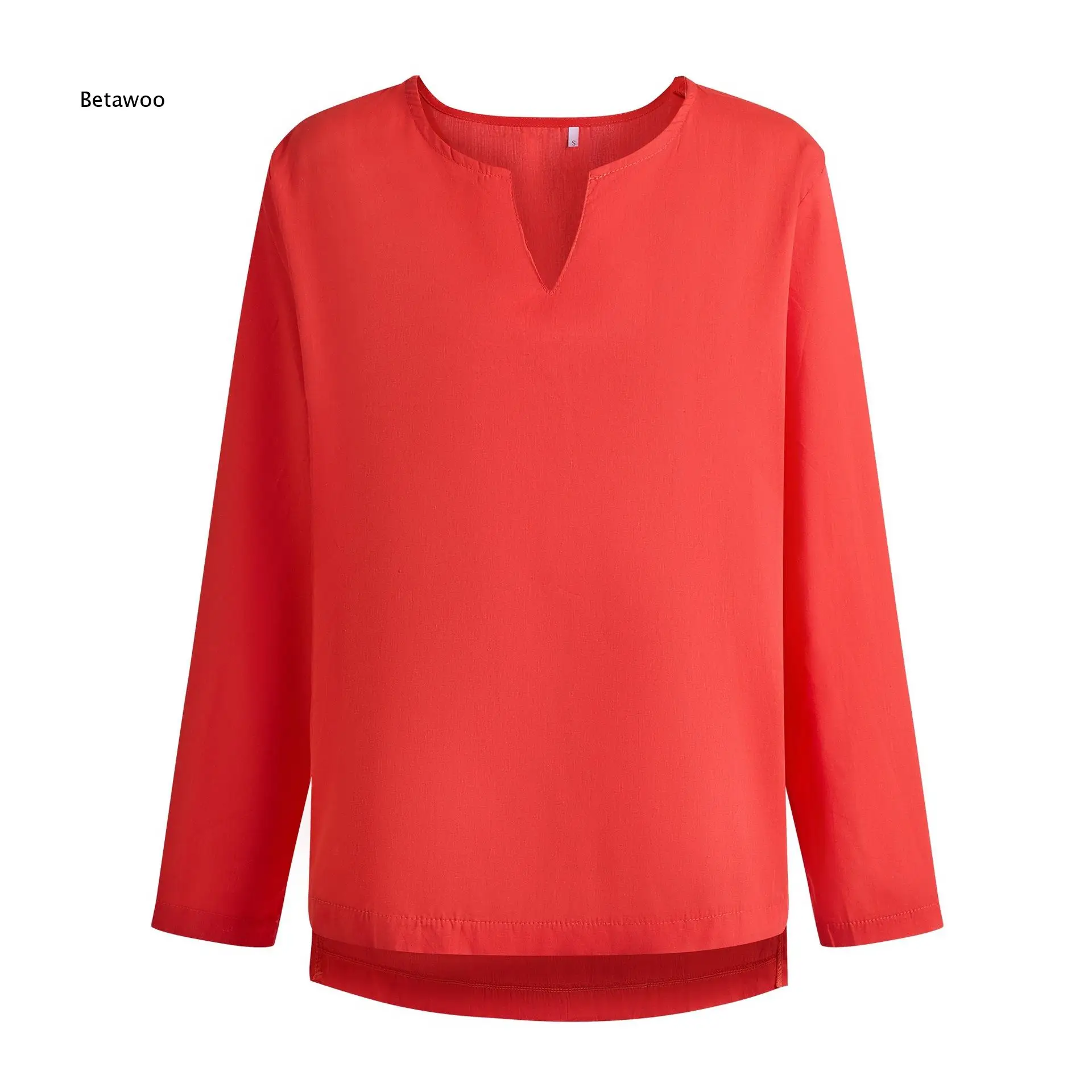 Men Notched Neck Long Sleeve Waffle Knit Top Loose Breathable Pullover Shirt for Daily Casual Street Outdoor Travel Party Wear