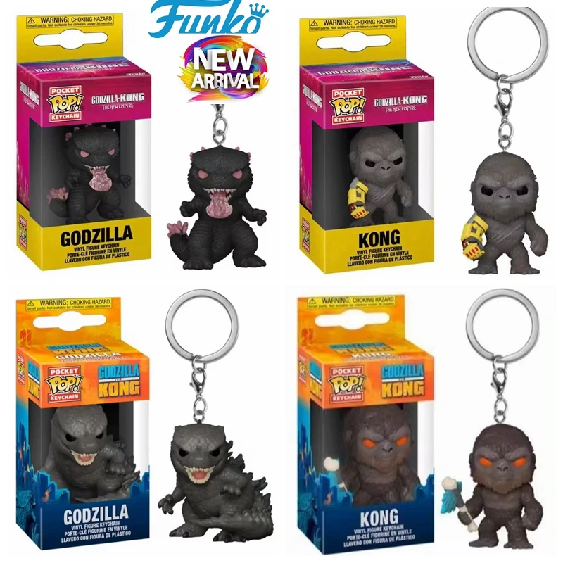 2024 NEW FUNKO Pocet Keychains Movies the New Empire Godzilla VS. Kong Vinyl Figure Keychain Toys with Box Keychain Gifts