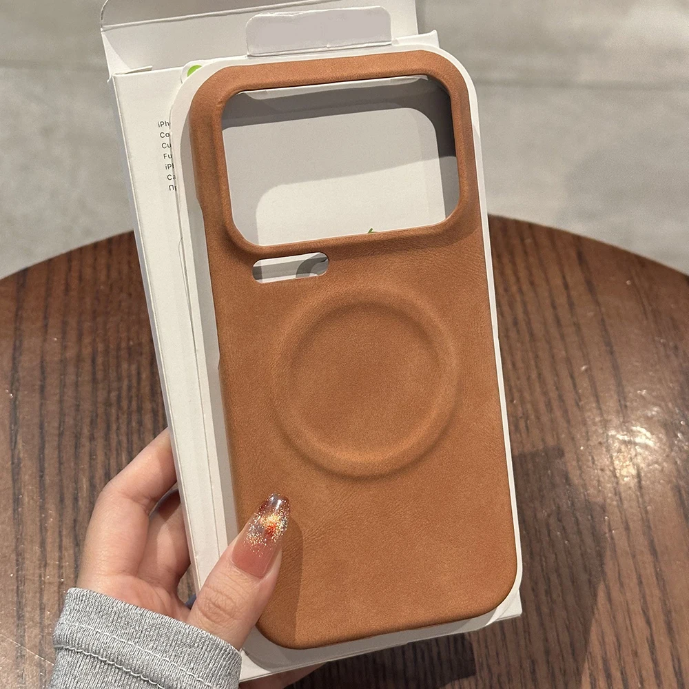 حافظة مغناطيسية من جلد الغنم الرجعية لهاتف XiaoMI 17 17ProMax 15 14 K80 K70 E Turbo4 Pro Ultra لغطاء Magsafe المقاوم للصدمات غير اللامع #2