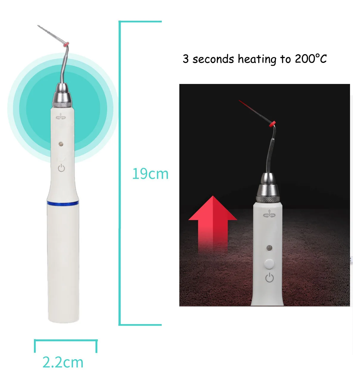 Dental Gutta Percha Obturation System Endo Heated Pen With 2 Tips Hot Melt Filling Dentist Lab equipments