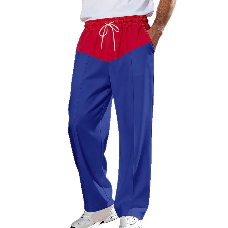 

Cross-border autumn men's loose trend casual contrasting color superman commuter high street hip-hop straight pants