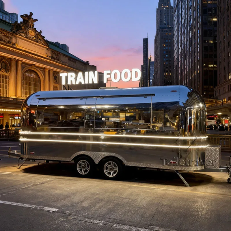 

Unique Vintage Fast Food Trailer Pizza Tacos Barbecue Popcorn French Fries Shawarma Food Truck with Full Kitchen Drivable