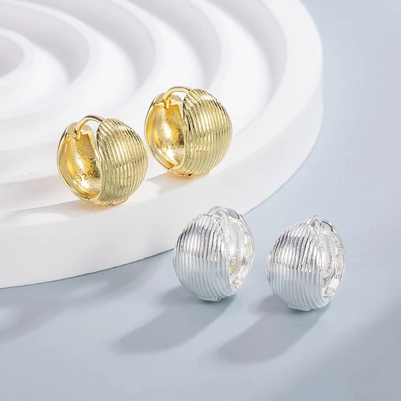 New Korean style Lines Textures Circles Ear Buckles Exquisite Niche Versatile High-end feel Earrings For Women KOFSAC