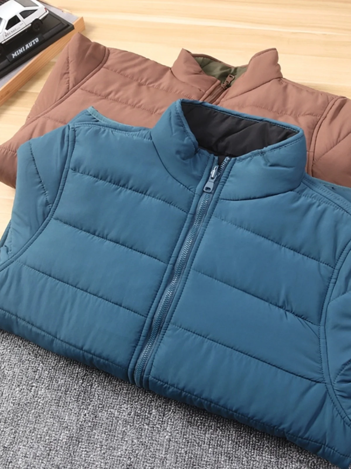 

Men's Lightweight Casual Cotton Jaet Double-Sided Wearable Stand Collar Autumn Winter Warm Faion Urban Sle Stand Fit