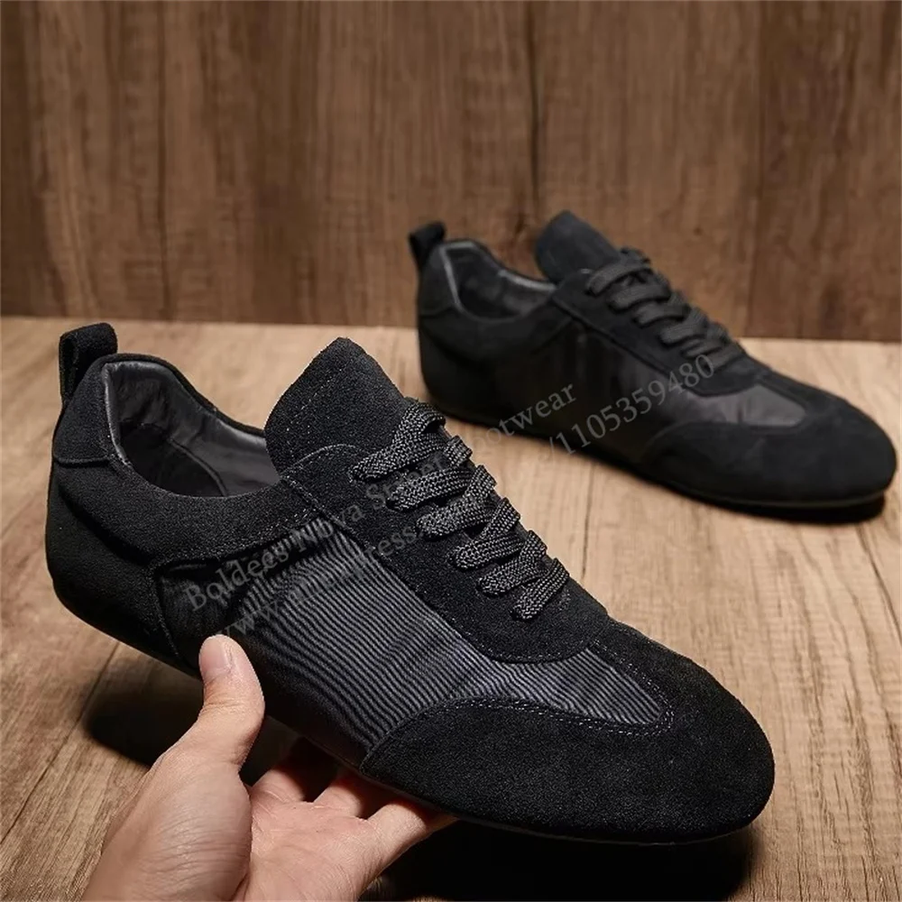 Men's Casual Shoes Lace Up Breathable Non Slip Flat Leather Shoes Genuine Leather Solid Color Comfortable Sport Shoes