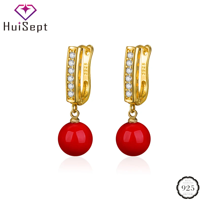 

HuiSept Fashion Drop Earrings 925 Silver Jewelry with Zircon Gemstone Earrings Accessories for Women Wedding Banquet Party Gift