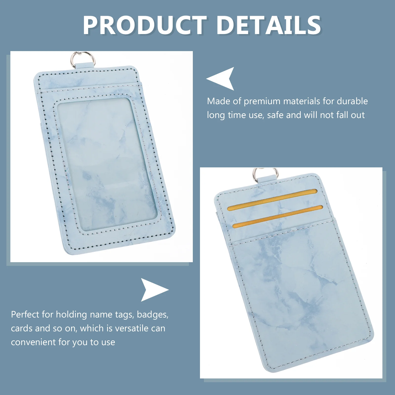 

1 set Marble Pattern Badge Holder Id Card Cover For Work School Office Outdoor Use Anti-Scratch Protective Sleeve With