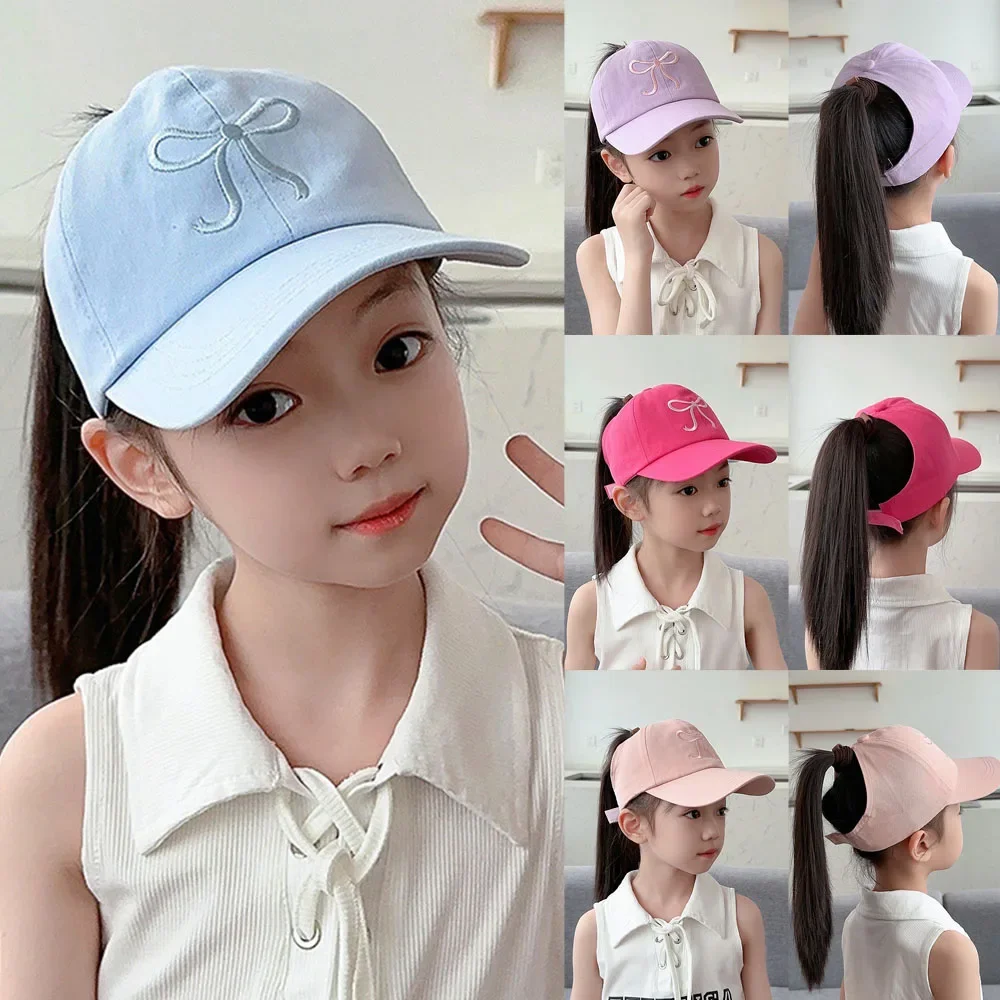 

Kids Baseball Caps Children Love Embroidery Breathable High Ponytail Baseball Caps Adjustable Summer UV Protection Snapback Hat