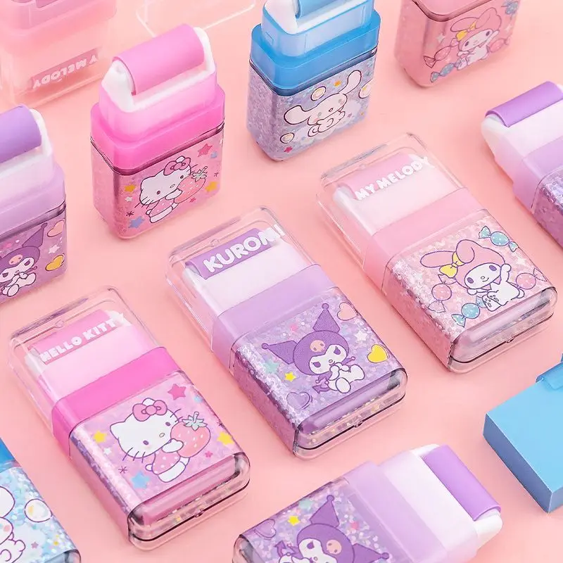 Sanrio All-Star Eraser For Students Cartoon Cute Kuromi Cinnamoroll My MelodyHello KittyPompompurin Roller Storage Eraser Gift