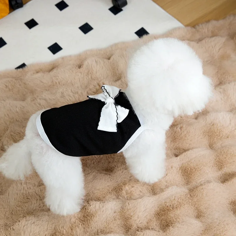 

Summer Dog Clothes Soft Thin Dog Vest with Bow Cute Puppy Suspender Shirt Bichon Chihuahua Clothing Dog Costumes