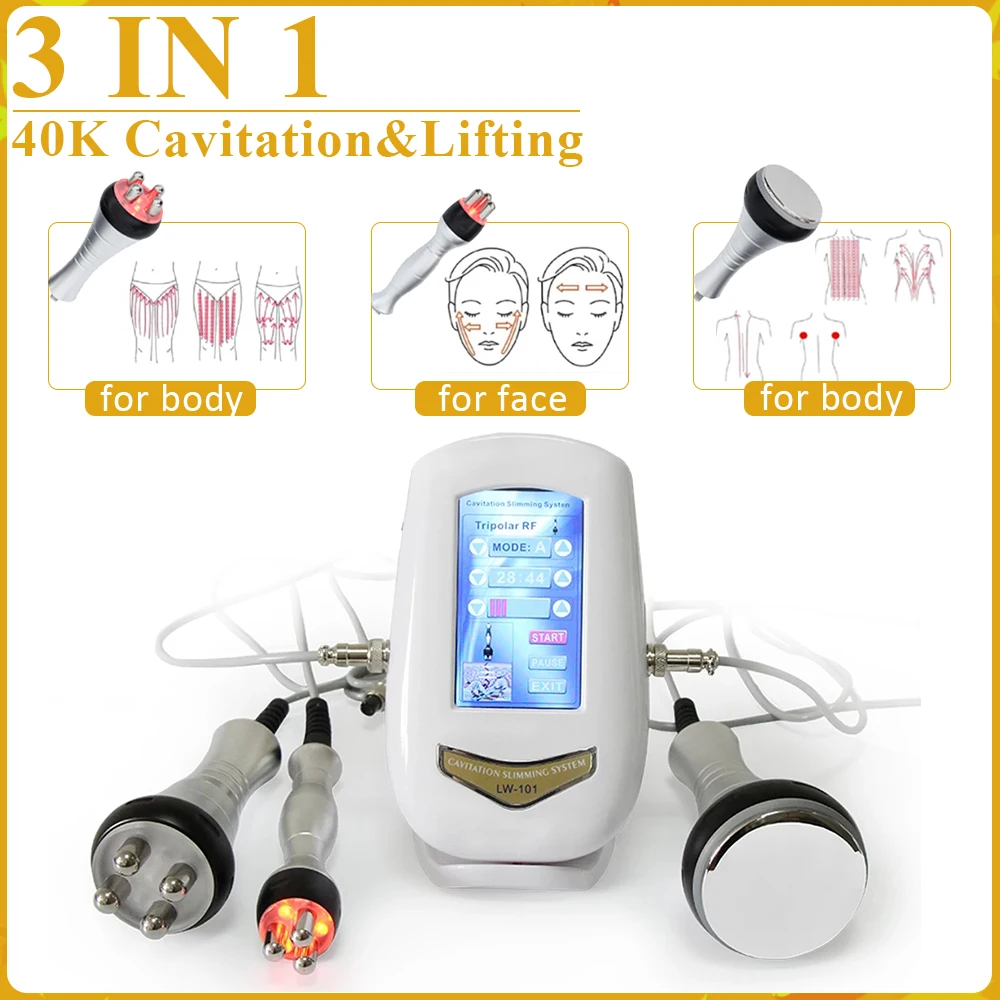 

3 in 1 40K Ultrasonic Cavitation Machine Face Lifting Weight Loss Skin Tightening Beauty Device Body Slimming Anti-Wrinkle Tool