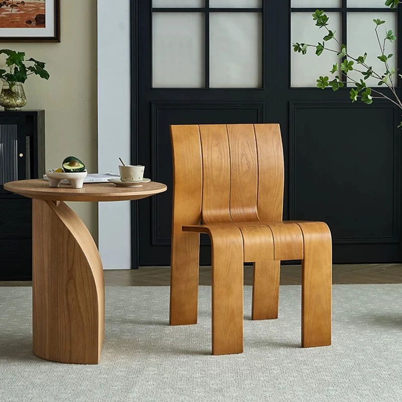 Solid Wood Living Room Chair, Creative Dining Chairs, Retro Leisure Seat, Backrest Chair, Nordic Home Furniture, Dressing Stool