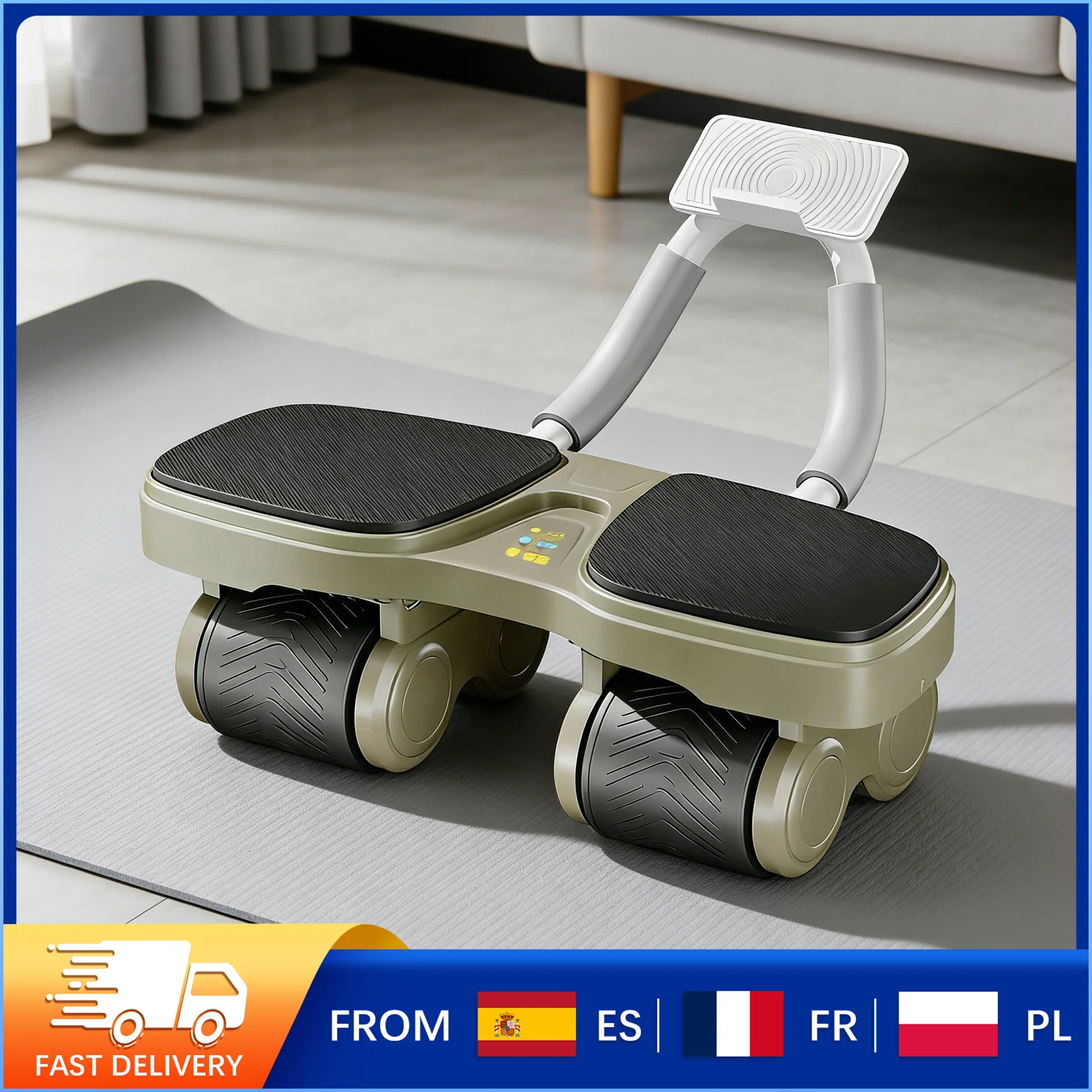 Multifunktionales Bauchtrainer-Rad, Push-up-/Bergsteiger-/Plank-Kerntrainer mit verbreiterter Basis und weichen Schaumstoff-Ellbogenschützern für das Heim-Fitnessstudio