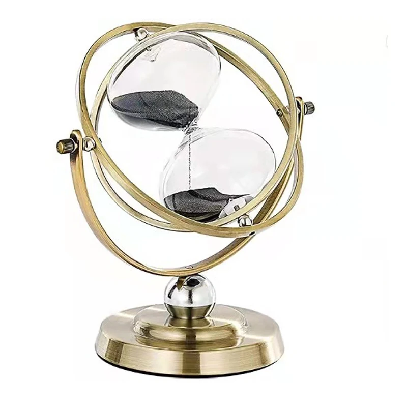 Custom Gift For Men Women Hourglass Sand Timer Large Retro Brass Rotating Sand Clock Antique White Black Sand Watch 15 30 60 Min