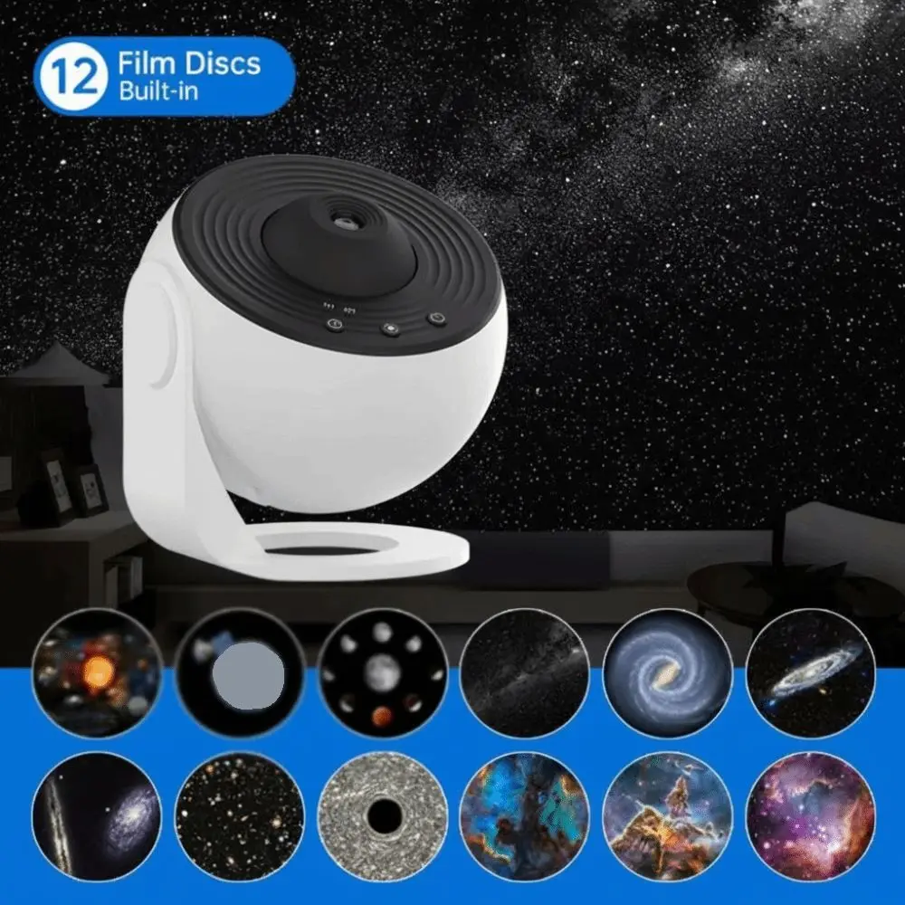 360 Degree Rotate Galaxy Projector LED Lamp Cosmic Scenery Night Light 12 in 1 Starry Sky Projection Planetarium Lamp Home Decor